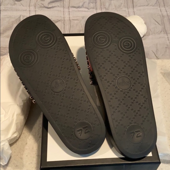 Gucci Crystal black Webb slides NWB size 40 - Picture 7 of 10